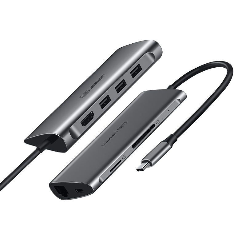 Bộ USB type C to HDMI, Hub USB 3.0/SD/TF/Lan Gigabit chính hãng Ugreen 50538 đa năng